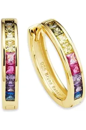 Bruno Banani Paar Creolen Schmuck Geschenk Silber 925 Ohrschmuck Ohrringe Regenbogen, mit Zirkonia (synth) gelb|goldfarben