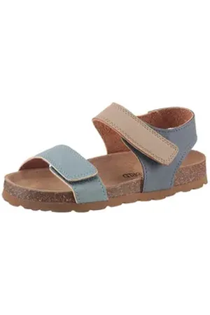 Kidsworld Riemchensandale Sommerschuh, Urlaubschuh, Sandalette mit praktischen Klettriemchen beige|blau 32 EU