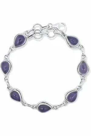 mantraroma Silberarmband SARALA Tropfen aus 925 Silber mit Amethyst (Armschmuck im Schmuckbeutel), 925 Sterling Silber Armschmuck für Damen lila