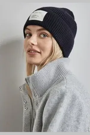 Street one Strickmütze Aufnäher mit Schriftzug lila