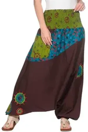Kunst und Magie Haremshose Bunte Haremshose Baumwolle Goa IBIZA Strandhose Hippie Wellnesshose braun