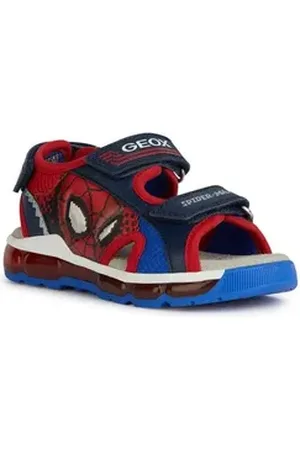 Geox J SANDAL ANDROID BOY Sandale, Sommerschuh, Klettschuh, Sandalette, mit cooler Blinkfunktion blau|rot 31 EU