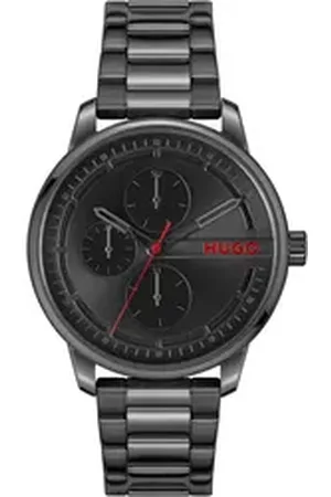 HUGO BOSS Multifunktionsuhr #STAMP MULTI 1530369, Armbanduhr, Quarzuhr, Herrenuhr, Datum, Edelstahlarmband schwarz