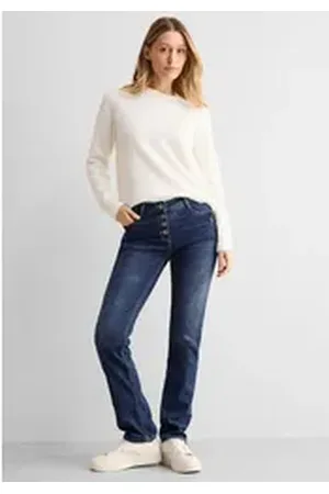 CECIL Straight-Jeans mit Knopfleiste blau 27