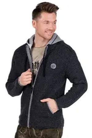SPIETH & WENSKY Trachtenstrickjacke Strickjacke Herren - ECHO - dunkelgrau grau S