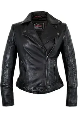 MDM Bikerjacke Damen Lederjacke Echtleder Leichte Sommer Lederjacke für Damen L