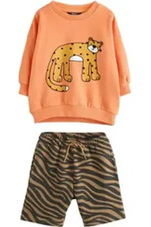 Next Pullover & Shorts Sweatshirt und Shorts mit Rennauto 100 % Baumwolle (2-tlg) orange 68-74 (6-9 Mon.)