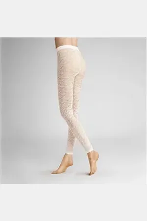 Hudson Strickstrumpfleggings Graphic Crochet 40 DEN (1 St) Leggings mit Häkel-Optik weiß 40-42