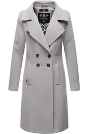Navahoo Wintermantel Wooly edler Damen Trenchcoat in Wollmantel-Optik grau XL (42)