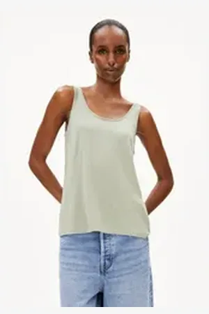 Armedangels Shirttop ASHRAANI SOLID Damen (1-tlg., Regular Fit) empty grün XL/44