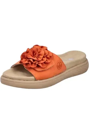 Rieker Pantolette Sommerschuh, Hausschuh, Strandschuh mit bequemem Fußbett orange 38 EU