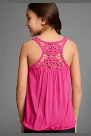 Kidsworld Tanktop Viskose - Top, mit Spitzeneinsatz im Rücken rosa 152/158