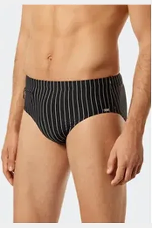 Schiesser Badeslip "Nautical Casual" mit weißen Streifen schwarz 10