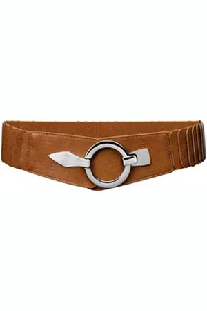 CASPAR Taillengürtel GU300 Damen elastischer breiter Stretch Gürtel braun 98 für Körperumfang 110-125 cm
