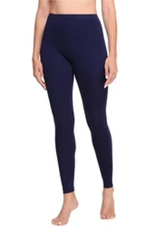 Ladeheid Leggings Damen Lange Leggings aus Viskose LA40-201 (1-tlg) elastischer Bund blau 40
