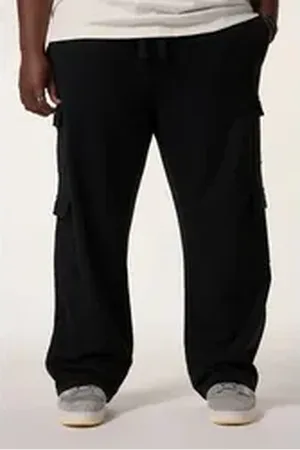 STHUGE Sweathose Sweat-Cargohose Baggy Fit Elastikbund schwarz 6XL
