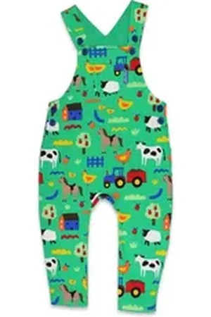 Toby Tiger Latzhose Latzhose mit Hillside Bauernhof Print grün 104