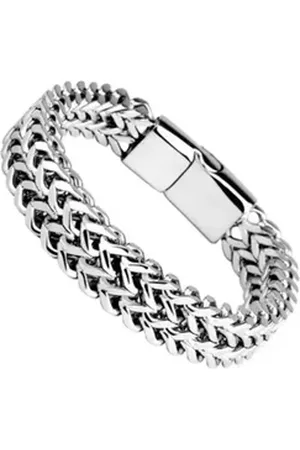 Bungsa Armband Armband massiv mit Magnetverschluss Silber aus Edelstahl Herren (1 Armband, 1-tlg), Bracelet Armschmuck silberfarben