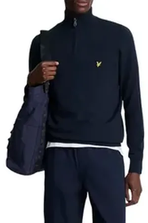 Lyle & Scott Stehkragenpullover Herren, Merinowolle, 1/4 Zip blau XL