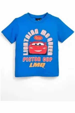 Disney Cars T-Shirt Lightning McQueen Jungen Jersey Kurzarmshirt aus Baumwolle Gr. 98 - 116 cm blau 116 cm