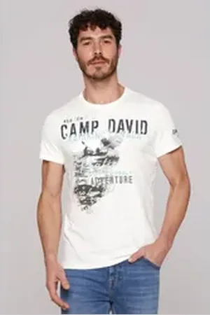 Camp David Rundhalsshirt aus Baumwolle weiß L