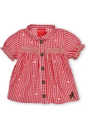 BONDI Trachtenkleid Mädchen Bluse - ALPENGLÜCK - rot/weiß rot 80