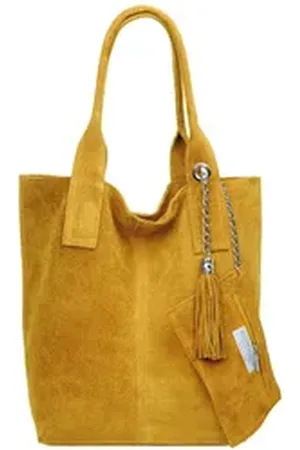 CASPAR Schultertasche große Wildleder Shopper Damen Tasche - CLASSIC LINE - Modell No.828, 100% italienisches Leder - mit stylischer Metallkette & Zusatztasche