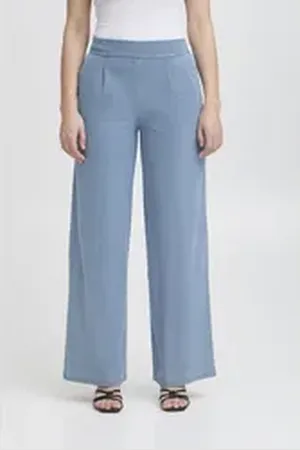Ichi Straight-Jeans IHKATE modische Hose mit Bundfalten blau XL