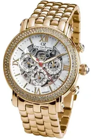 CARL VON ZEYTEN Multifunktionsuhr Kniebis CVZ0062GWHM, Armbanduhr, Damenuhr, Automatikuhr, Made in Germany, Datum goldfarben