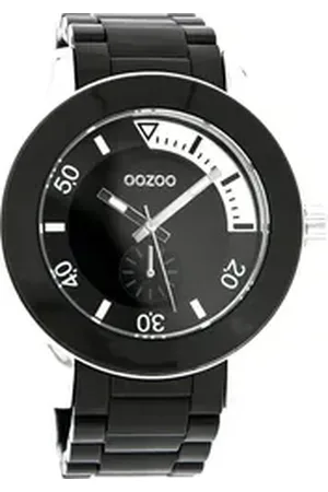 Oozoo Quarzuhr Damen Armbanduhr blau Analog, (Analoguhr), Damenuhr rund, groß (ca. 45mm) Kunststoffarmband, Fashion-Style schwarz