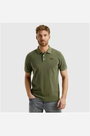 PME Legend™ Poloshirt Short sleeve polo pique garment dye mit Logo Stickerei grün 4XL