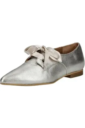 Fly London Halbschuhe Leder Schnürschuh silberfarben 42 EU