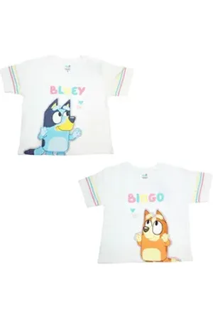Bluey Print-Shirt Bingo 2er Set Kinder Mädchen kurzarm T-Shirt Shirt 100% Baumwolle, Gr. 92 bis 116 bunt 110