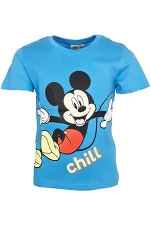 Disney Print-Shirt Mickey Maus Kinder Jungen kurzarm T-Shirt Shirt 100% Baumwolle, Gr. 98 bis 128 blau 98