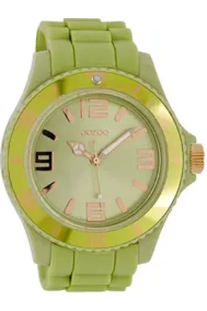 Oozoo Quarzuhr Damen Armbanduhr blau Analog, (Analoguhr), Damenuhr rund, extra groß (ca. 48mm) Silikonarmband, Fashion-Style grün