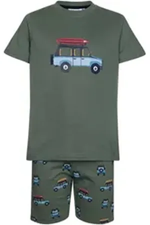 Pastunette Shorty Jungen Pyjama kurz (2 tlg) Baumwolle Autos grün 152