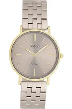Oozoo Quarzuhr Damen Armbanduhr Vintage, (Analoguhr), Damenuhr rund, mittel (ca. 32mm) Metallarmband, Elegant-Style braun