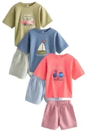 Next Pyjama Kurze Schlafanzüge aus Gewebe, 3er-Pack (6 tlg) blau 86-92 (1,5-2 J.)