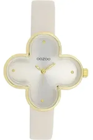 Oozoo Quarzuhr Damen Armbanduhr Timepieces Analog, (Analoguhr), Damenuhr kleeform, extra groß (ca 32x32mm) Lederarmband, Fashion-Style grau