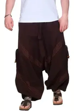 Kunst und Magie Haremshose Bequeme Goa Cargo Haremshose für Herren/Unisex Pluderhose Baggy braun|orange 4XL