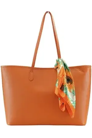 Alessandro Schultertasche Shopperella, aus italienischem Leder mit langem Trageriemen orange