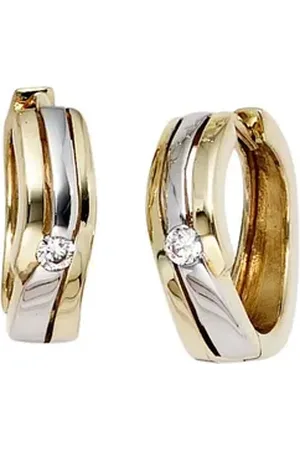 Jobo Paar Creolen, 333 Gold bicolor mit Zirkonia gelb|goldfarben