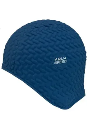Aquaspeed Badekappe Bombasic / Bombastic TIC TAC (Schwimmkappe für Aqua Fitness), Elastische Aqua Fitness Schwimmhaube blau