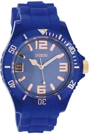Oozoo Quarzuhr Damen Armbanduhr blau Analog, (Analoguhr), Damenuhr rund, groß (ca. 43mm) Silikonarmband, Fashion-Style blau