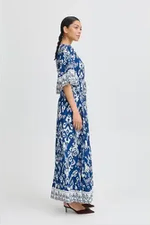 B YOUNG Midikleid BYJASMINA Lässiges gemustertes Maxikleid blau L/XL