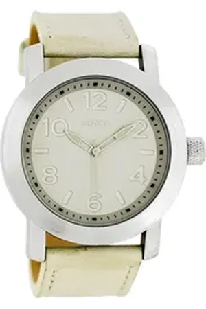 Oozoo Quarzuhr Damen Armbanduhr blau Analog, (Analoguhr), Damenuhr rund, groß (ca. 44mm) Lederarmband, Fashion-Style braun