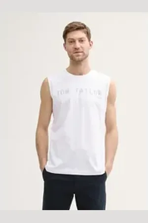 TOM TAILOR Tanktop Tanktop mit Logo-Print weiß XL