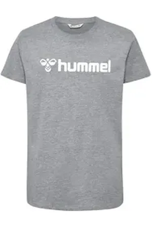 Hummel T-Shirt T-Shirt mit Logo Print aus Bio-Baumwolle (1-tlg) hmlGO 2.0 LOGO T-SHIRT S/S KIDS grau 140