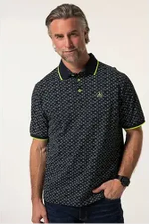 Boston Park Poloshirt Poloshirt Halbarm Alloverprint blau 52