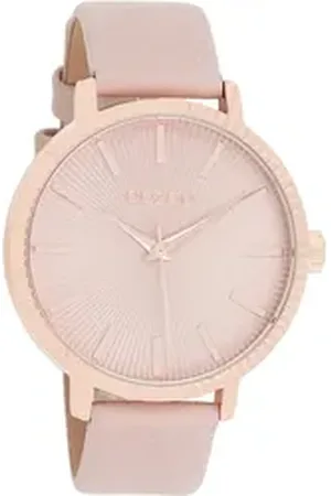 Oozoo Quarzuhr Damen Armbanduhr rosa Analog, (Analoguhr), Damenuhr rund, groß (ca. 44mm) Lederarmband, Casual-Style rosa